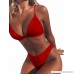 BEAGIMEG Women's Sexy Summer High Waist Triangle Swimwear 2 Piece Bikini Set Red B0799J3BHN